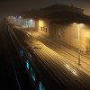 pocig we mgle na stacji kolejowej - Mglisty pocig