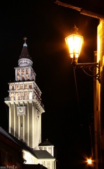 bielsko noc, zdjcia katedry, zdjcia budynkw, zdjcia latarnii, architektura, budynki, fotografia miejska nocna, bielskie zabytki, may wiede - Katedra w. Mikoaja