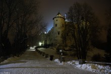 droga do zamku, zamek noc, pieniski zabytek - Zimowy  Zamek Niedzica