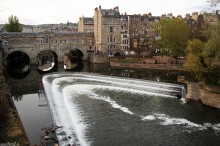 Baht, Somerset, Avon, architektura, zabytki, architektura romaska, rzeka, wodospad, kaskady, most -  Pulteney Bridge