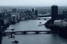 Londyn, zabytki, architektura, London, Tamiza, rzeka - Zimna panorama