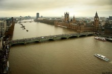 Londyn, zabytki, architektura, London, most, panorama, rzeka, nowoczesne budowle, parlament, Big Ben, odzie - Panorama - Tamiza