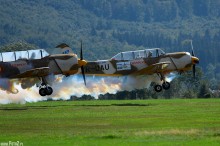 zdjcia lotnicze z pikniku w bielsku, zdjcie samolotu, akrobacje podniebne, ewolucje powietrzne - Odlot Yak-52TW