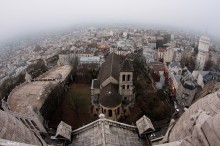 mglista panorama Parya z bazylijki Sacre Coeur - Widok z bazylijki Sacre Coeur